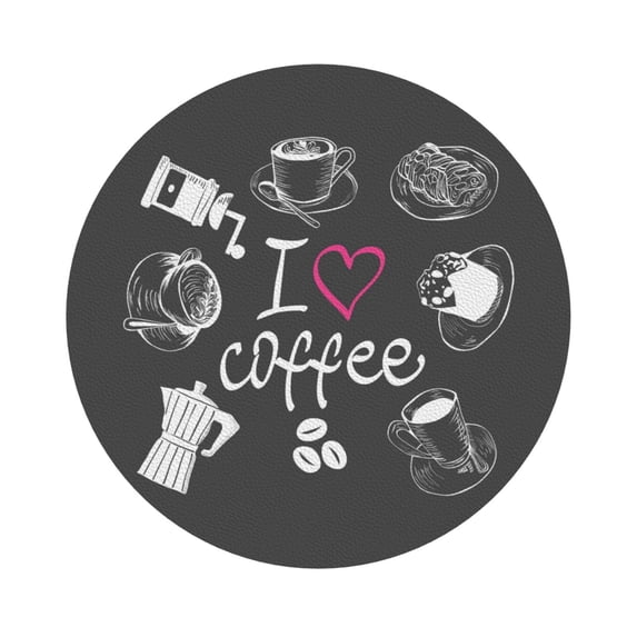 Bingfone Vintage I Love Coffee Leather Drinks Coasters With Set Of 6,Suitable For Home Kitchen,Coffee Cup Coasters Home Gift