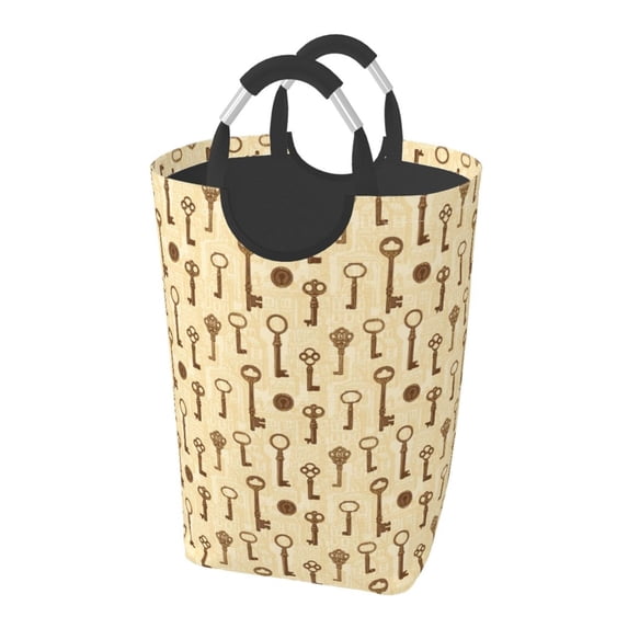 Bingfone Vintage Keys Laundry Hamper,Large Canvas Fabric Lightweight Storage Basket Toy Organizer Dirty Clothes Collapsible