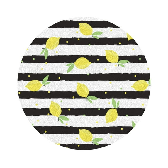 Bingfone Vintage Lemon Leather Drinks Coasters With Set Of 6,Suitable For Home Kitchen,Coffee Cup Coasters Home Gift