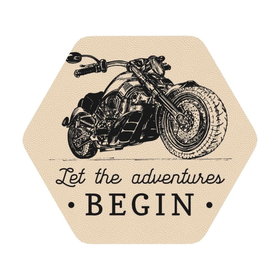 Bingfone Vintage Let The Adventure Begin Leather Drinks Coasters With Set Of 6,Suitable For Home Kitchen,Coffee Cup Coasters Home Gift