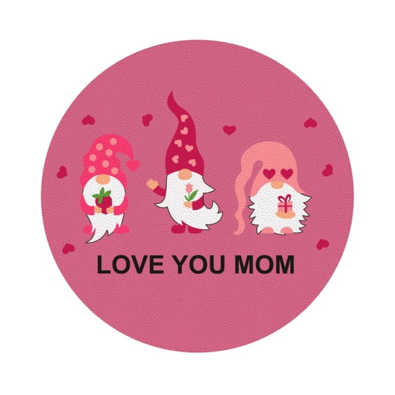 Bingfone Vintage Love You Mom Leather Drinks Coasters With Set Of 6,Suitable For Home Kitchen,Coffee Cup Coasters Home Gift