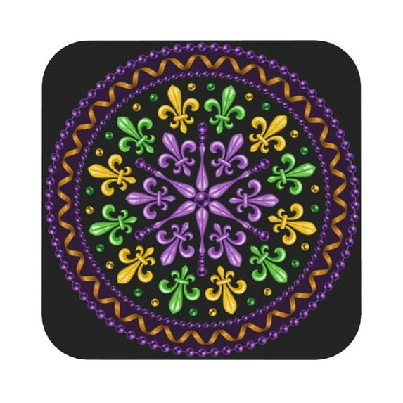 Bingfone Vintage Mardi Gras5 Leather Drinks Coasters With Set Of 6,Suitable For Home Kitchen,Coffee Cup Coasters Home Gift