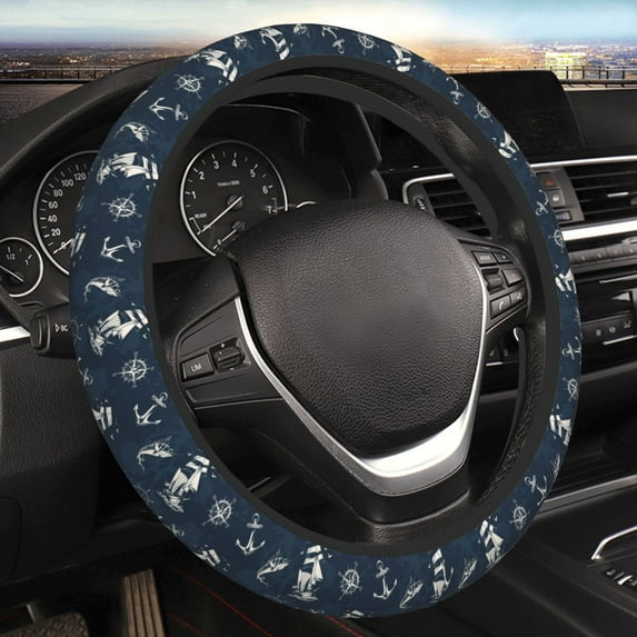 Bingfone Vintage Marine Steering Wheel Cover - Universal 15 Inches Car Steering Wheel Covers Grip Auto Internal Accessories