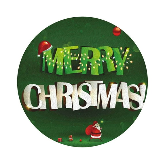 Bingfone Vintage Merry Christmas And Santa Claus With Gifts Leather Drinks Coasters With Set Of 6,Suitable For Home Kitchen,Coffee Cup Coasters Home Gift