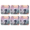 thumbnail image 1 of Bingfone Vintage Mist Sunflower Skull Leather Drinks Coasters with Set of 6,Suitable for Home Kitchen,Coffee Cup Coasters Home Gift, 1 of 7