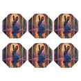 thumbnail image 1 of Bingfone Vintage Neon Rabbit In Archway Leather Drinks Coasters with Set of 6,Suitable for Home Kitchen,Coffee Cup Coasters Home Gift, 1 of 7