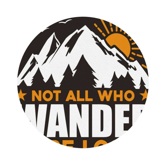 Bingfone Vintage Not All Who Wander Are Lost4 Leather Drinks Coasters With Set Of 6,Suitable For Home Kitchen,Coffee Cup Coasters Home Gift