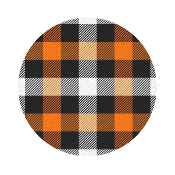 Bingfone Vintage Orange Plaid Leather Drinks Coasters With Set Of 6,Suitable For Home Kitchen,Coffee Cup Coasters Home Gift