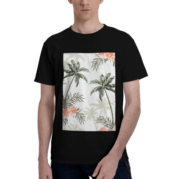 Bingfone Vintage Palm Trees Men'S Loose Fit Short-Sleeve Pocket T-Shirt