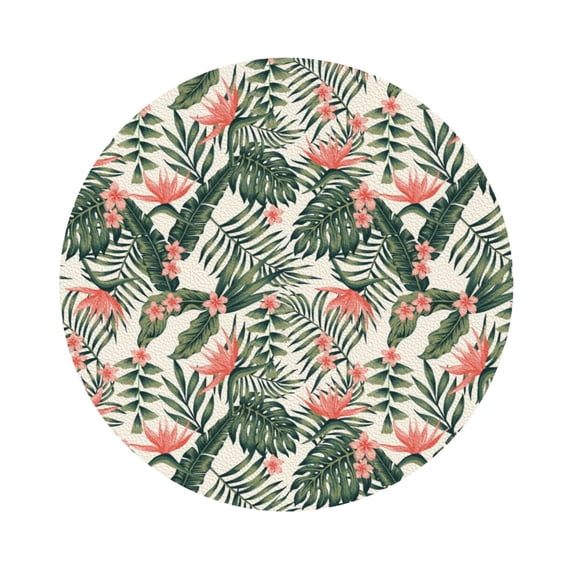 Bingfone Vintage Palm Trees and Tropical Leather Drinks Coasters with Set of 6,Suitable for Home Kitchen,Coffee Cup Coasters Home Gift