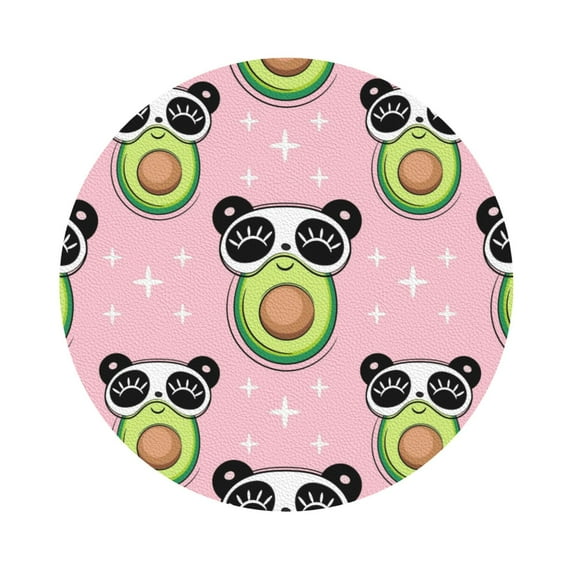 Bingfone Vintage Panda Avocado Leather Drinks Coasters With Set Of 6,Suitable For Home Kitchen,Coffee Cup Coasters Home Gift
