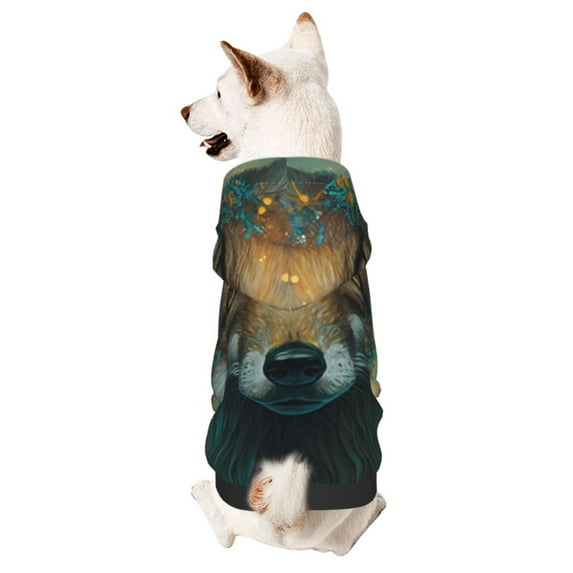Bingfone Vintage Pattern Fox Dog Clothes Hoodie, Pet Winter Coat,Puppy Sweatshirts for Small Dogs Boy Girl,Suitable for All Breeds-X-Small