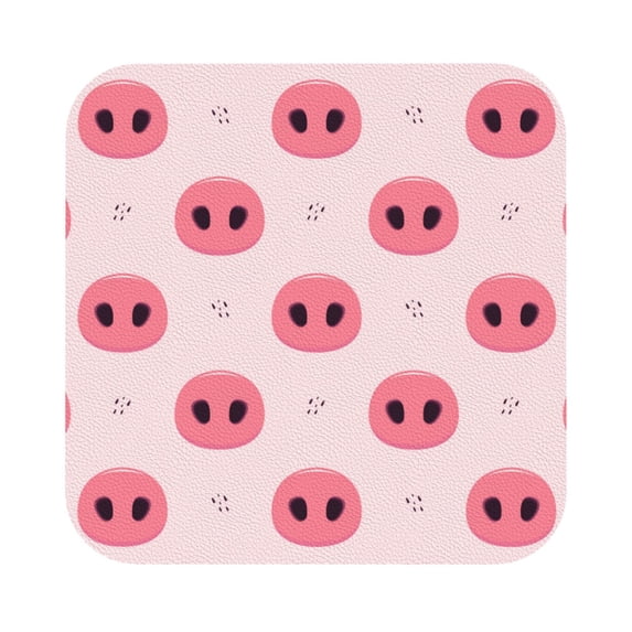 Bingfone Vintage Pig Noses Leather Drinks Coasters With Set Of 6,Suitable For Home Kitchen,Coffee Cup Coasters Home Gift