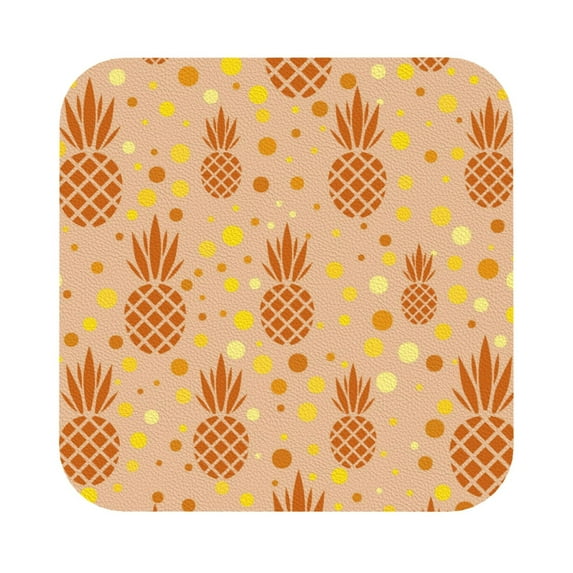 Bingfone Vintage Pineapples Leather Drinks Coasters With Set Of 6,Suitable For Home Kitchen,Coffee Cup Coasters Home Gift
