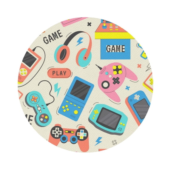 Bingfone Vintage Playing Video Games Leather Drinks Coasters With Set Of 6,Suitable For Home Kitchen,Coffee Cup Coasters Home Gift