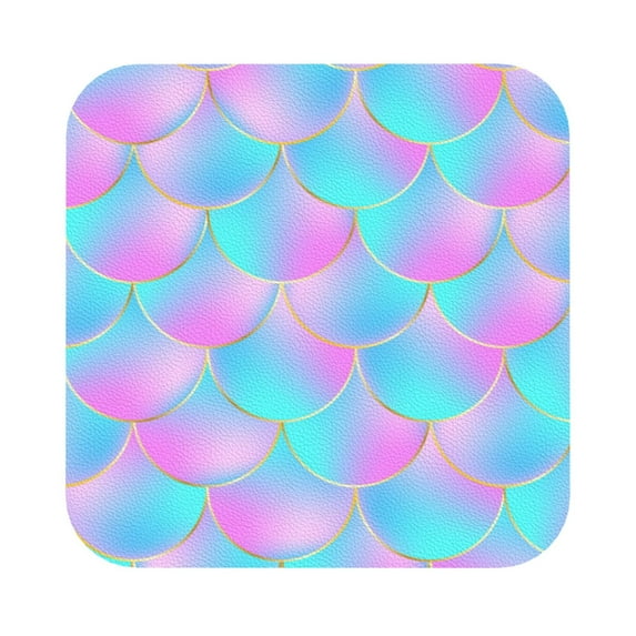 Bingfone Vintage Purple Dragon Scales Leather Drinks Coasters With Set Of 6,Suitable For Home Kitchen,Coffee Cup Coasters Home Gift