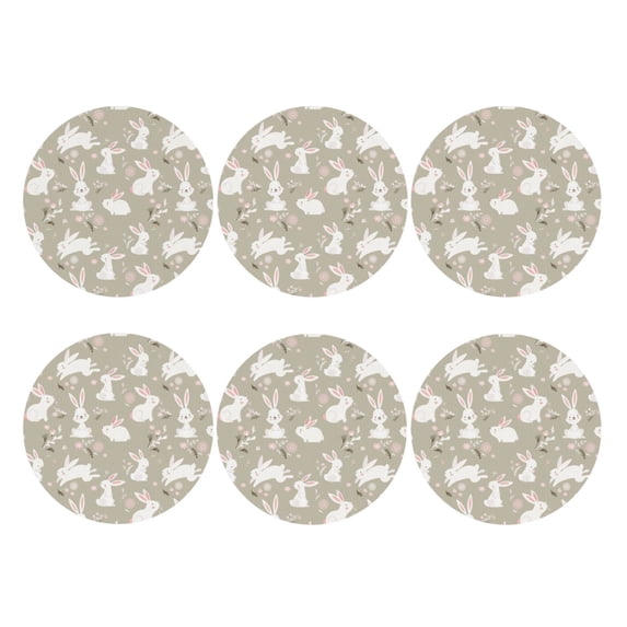 Bingfone Vintage Rabbit And Flower Leather Drinks Coasters with Set of 6,Suitable for Home Kitchen,Coffee Cup Coasters Home Gift