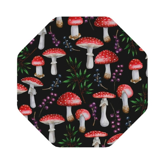 Bingfone Vintage Red Mushrooms Leather Drinks Coasters With Set Of 6,Suitable For Home Kitchen,Coffee Cup Coasters Home Gift