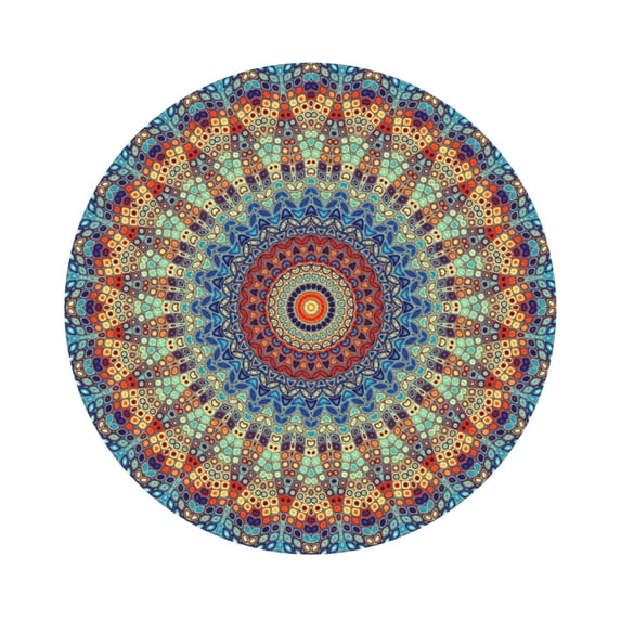 Bingfone Vintage Round Mandala Leather Drinks Coasters With Set Of 6,Suitable For Home Kitchen,Coffee Cup Coasters Home Gift