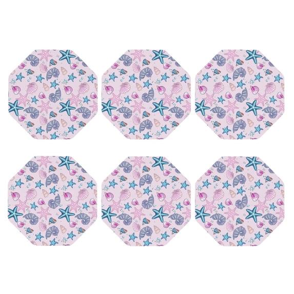 Bingfone Vintage Sea Shells 3 Leather Drinks Coasters with Set of 6,Suitable for Home Kitchen,Coffee Cup Coasters Home Gift