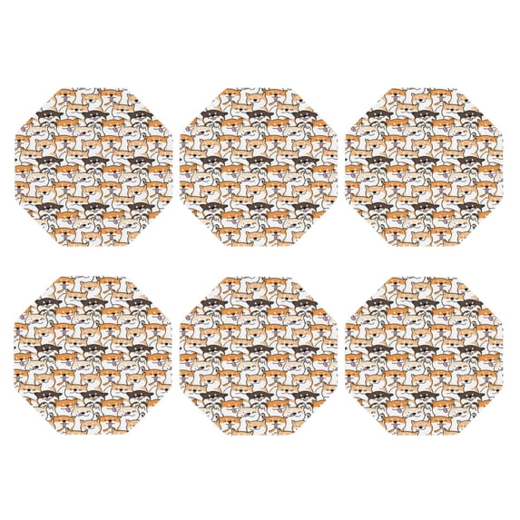 Bingfone Vintage Shiba Inu Dog Leather Drinks Coasters with Set of 6,Suitable for Home Kitchen,Coffee Cup Coasters Home Gift