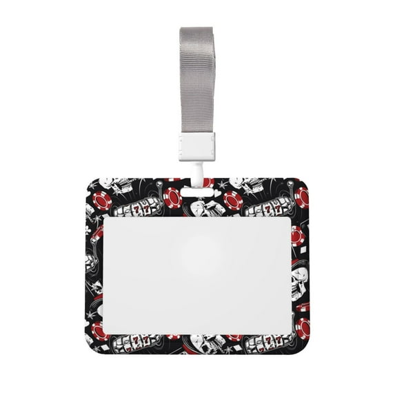 Bingfone Vintage Skull Casino Card Badge Holder,for Girls Girly Women 4 x 3 Inch Nurses School Identity Cruise Travel Name Tags Cover Protector Case