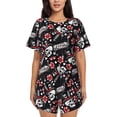 thumbnail image 1 of Bingfone Vintage Skull Casino Print Pajamas Sets for Women Soft Short-Sleeved Pjs with Lounge Shorts Two Piece Sleepwear, 1 of 8