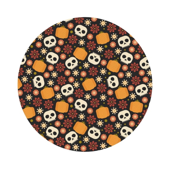 Bingfone Vintage Skulls Leather Drinks Coasters with Set of 6,Suitable for Home Kitchen,Coffee Cup Coasters Home Gift