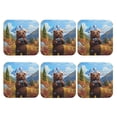 thumbnail image 1 of Bingfone Vintage Snowy Mountain Photography Bear Leather Drinks Coasters with Set of 6,Suitable for Home Kitchen,Coffee Cup Coasters Home Gift, 1 of 7