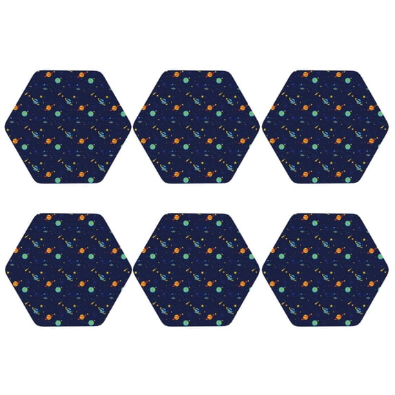 Bingfone Vintage Space Galaxy Leather Drinks Coasters with Set of 6,Suitable for Home Kitchen,Coffee Cup Coasters Home Gift