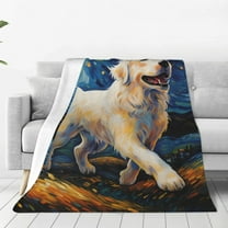 Bingfone Vintage Starry Sky Labrador Print Flannel Fleece Blanket Throw Blanket for Bed,Sofa,Couch,Travel,Camping(40"x30" )