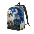 thumbnail image 1 of Bingfone Vintage Starry Sky Puppy Print Canvas College Laptop Backpack, Large Capacity Lightweight College Bookbag Casual Daypack-Medium, 1 of 5