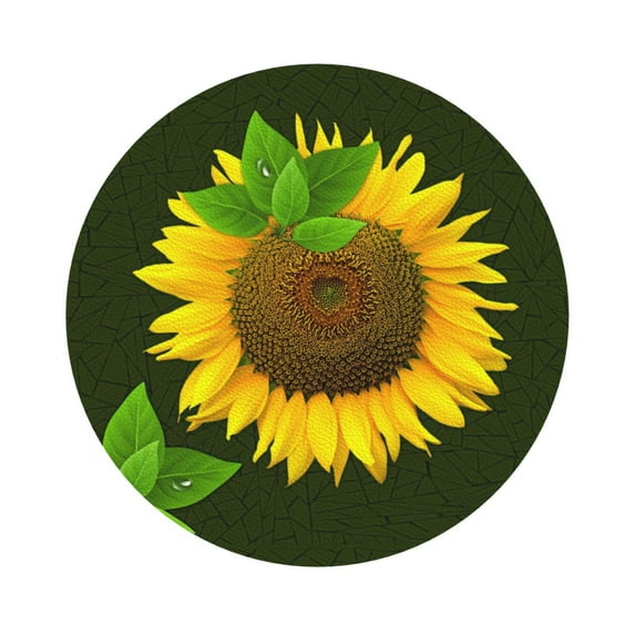 Bingfone Vintage Sunflower3 Leather Drinks Coasters With Set Of 6,Suitable For Home Kitchen,Coffee Cup Coasters Home Gift