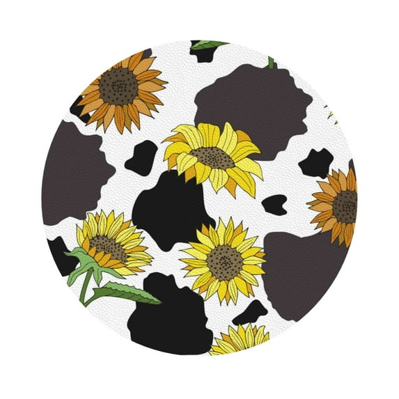 Bingfone Vintage Sunflowers Country Leather Drinks Coasters With Set Of 6,Suitable For Home Kitchen,Coffee Cup Coasters Home Gift