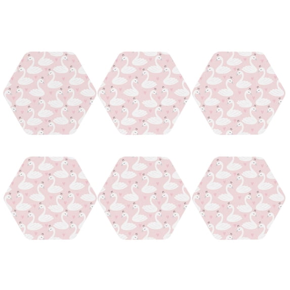 Bingfone Vintage Swan1 Leather Drinks Coasters with Set of 6,Suitable for Home Kitchen,Coffee Cup Coasters Home Gift