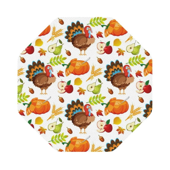 Bingfone Vintage Thanksgiving Turkey Leather Drinks Coasters With Set Of 6,Suitable For Home Kitchen,Coffee Cup Coasters Home Gift