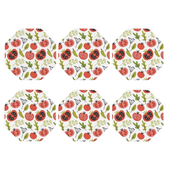Bingfone Vintage Tomatoes Leather Drinks Coasters with Set of 6,Suitable for Home Kitchen,Coffee Cup Coasters Home Gift