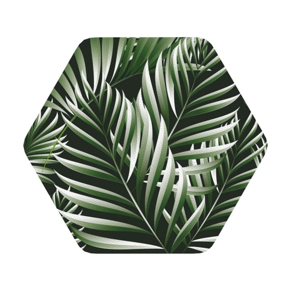 Bingfone Vintage Tropical Palm Leaves1 Leather Drinks Coasters With Set Of 6,Suitable For Home Kitchen,Coffee Cup Coasters Home Gift