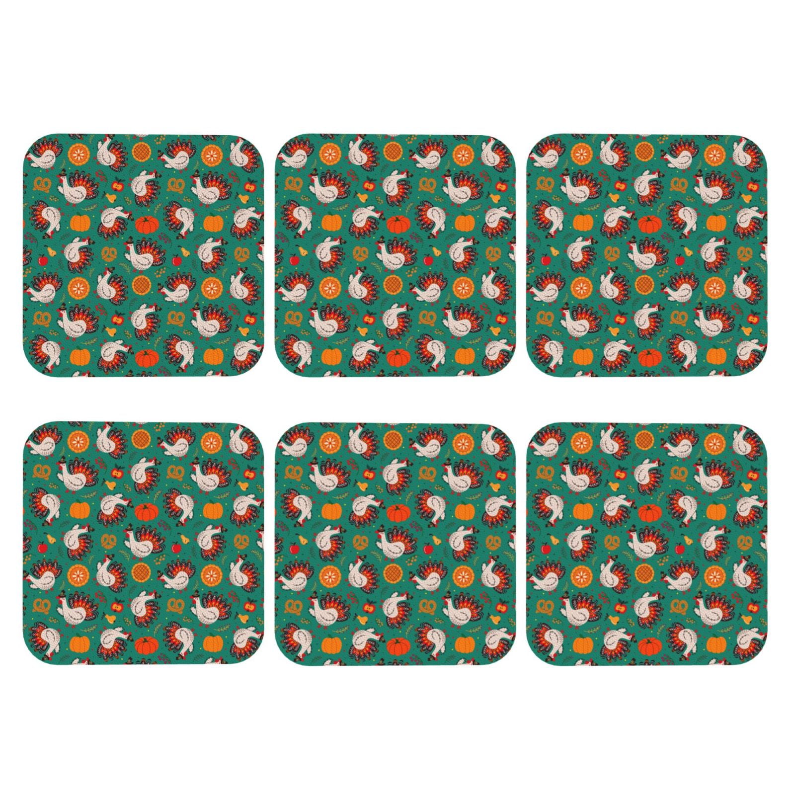 Bingfone Vintage Turkey And Thanksgiving1 Leather Drinks Coasters with