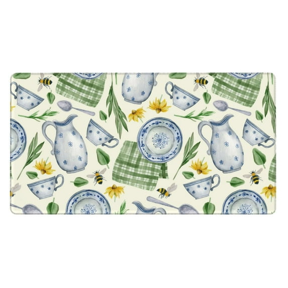 Bingfone Vintage Utensils Large Gaming Mouse Pad,Extended Desk Mousepad With Stitched Edges,Non-Slip Base,Water Resist Keyboard Pad For Gamer, Office & Home, 29.5 X 16 In