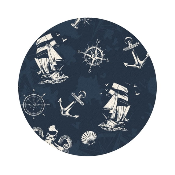 Bingfone Vintage Vintage Marine Leather Drinks Coasters With Set Of 6,Suitable For Home Kitchen,Coffee Cup Coasters Home Gift