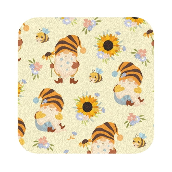 Bingfone Vintage Watercolor Bee Honey Honeycomb Bee Leather Drinks Coasters With Set Of 6,Suitable For Home Kitchen,Coffee Cup Coasters Home Gift