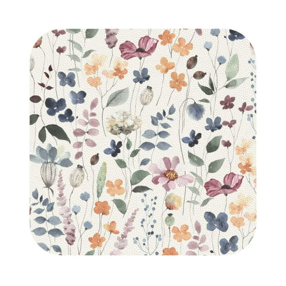 Bingfone Vintage Watercolor Floral Leather Drinks Coasters with Set of 6,Suitable for Home Kitchen,Coffee Cup Coasters Home Gift