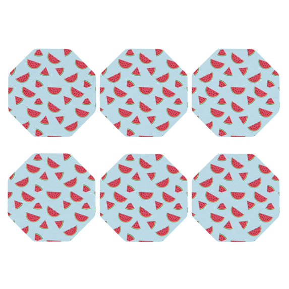 Bingfone Vintage Watermelon Leather Drinks Coasters with Set of 6,Suitable for Home Kitchen,Coffee Cup Coasters Home Gift