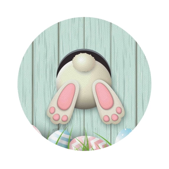 Bingfone Vintage White Bunny Bottom And Easter Eggs Leather Drinks Coasters With Set Of 6,Suitable For Home Kitchen,Coffee Cup Coasters Home Gift