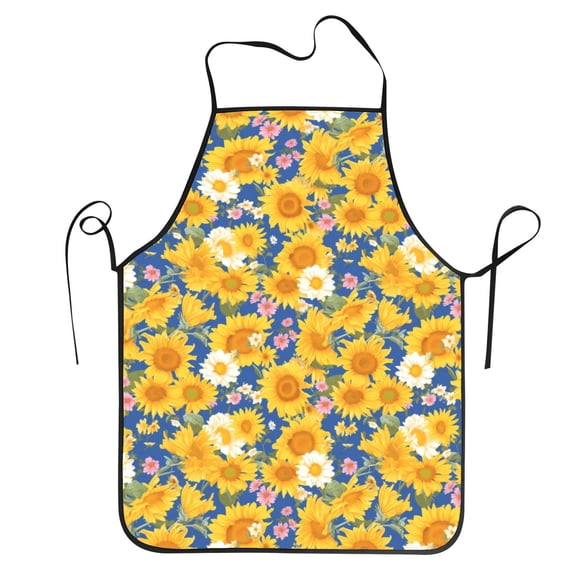 Bingfone Vintage White Yellow Sunflower for Tie-up Apron, Unisex Waterproof and Stain-Resistant Bib Apron for Kitchen Garden Painting
