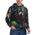 thumbnail image 1 of Bingfone Vintage Wolf Warrior Men's Drawstring Hoodie Long Sleeve Pocket Sweatshirts-Small, 1 of 6
