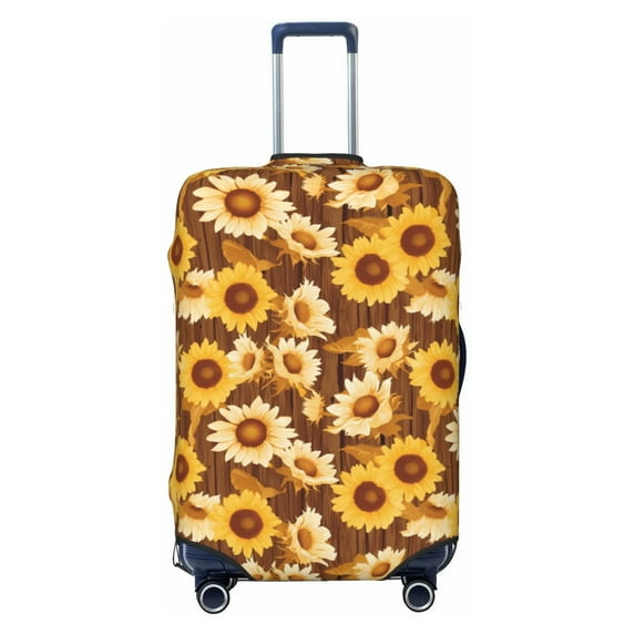 Bingfone Vintage Wood Grain Sunflower B Luggage Cover Washable Suitcase Cover Protector Anti-scratch Suitcase cover Fits 18-32 Inch Luggage (No luggage included)