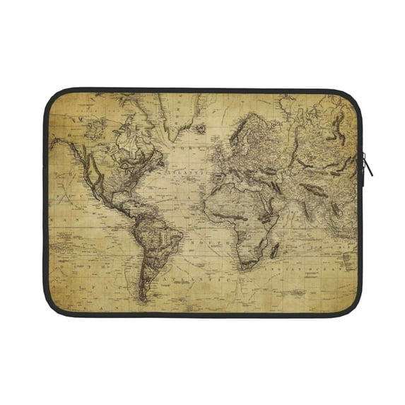 Bingfone Vintage World Map Laptop Sleeve Case 13 Inch, 360° Protective Computer Carrying Bag