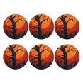 Bingfone Vintage Yellow Castle Sunset Tree Leather Drinks Coasters with